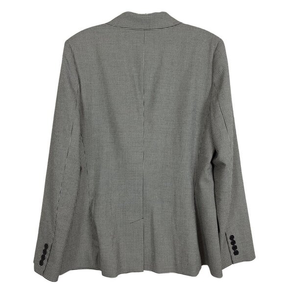 Lauren Ralph Lauren‎ Womens Houndstooth Blazer Jacket Black White 2-Button sz 10 - Picture 2 of 16